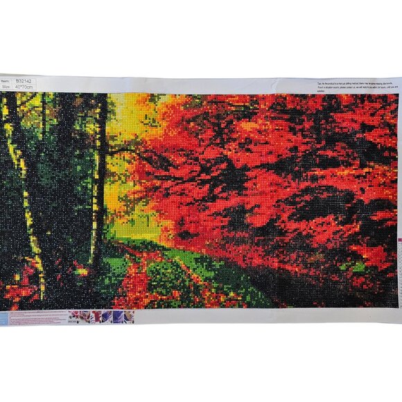 Completed Fall Landscape Extra Large Diamond Art Painting w/o Frame (70x40cm)